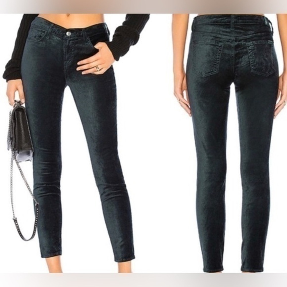 7 for all Mankind  Olive Green velvet Skinny jeans, size 26